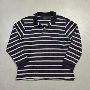 Vintage Timberland Striped Navy Blue Rugby Polo Shirt